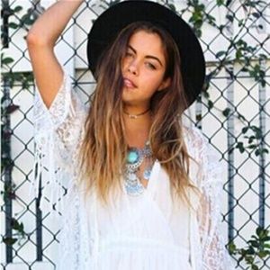 LOLA LILY WHITE KIMONO CARDIGAN (LACE WITH LONG SL